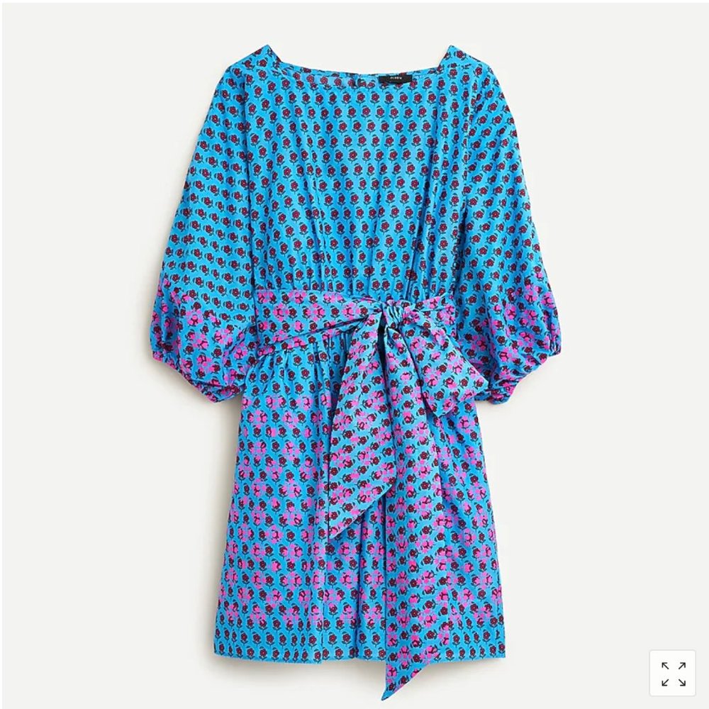 Petite Dolman-sleeve Mini Dress in Block Print